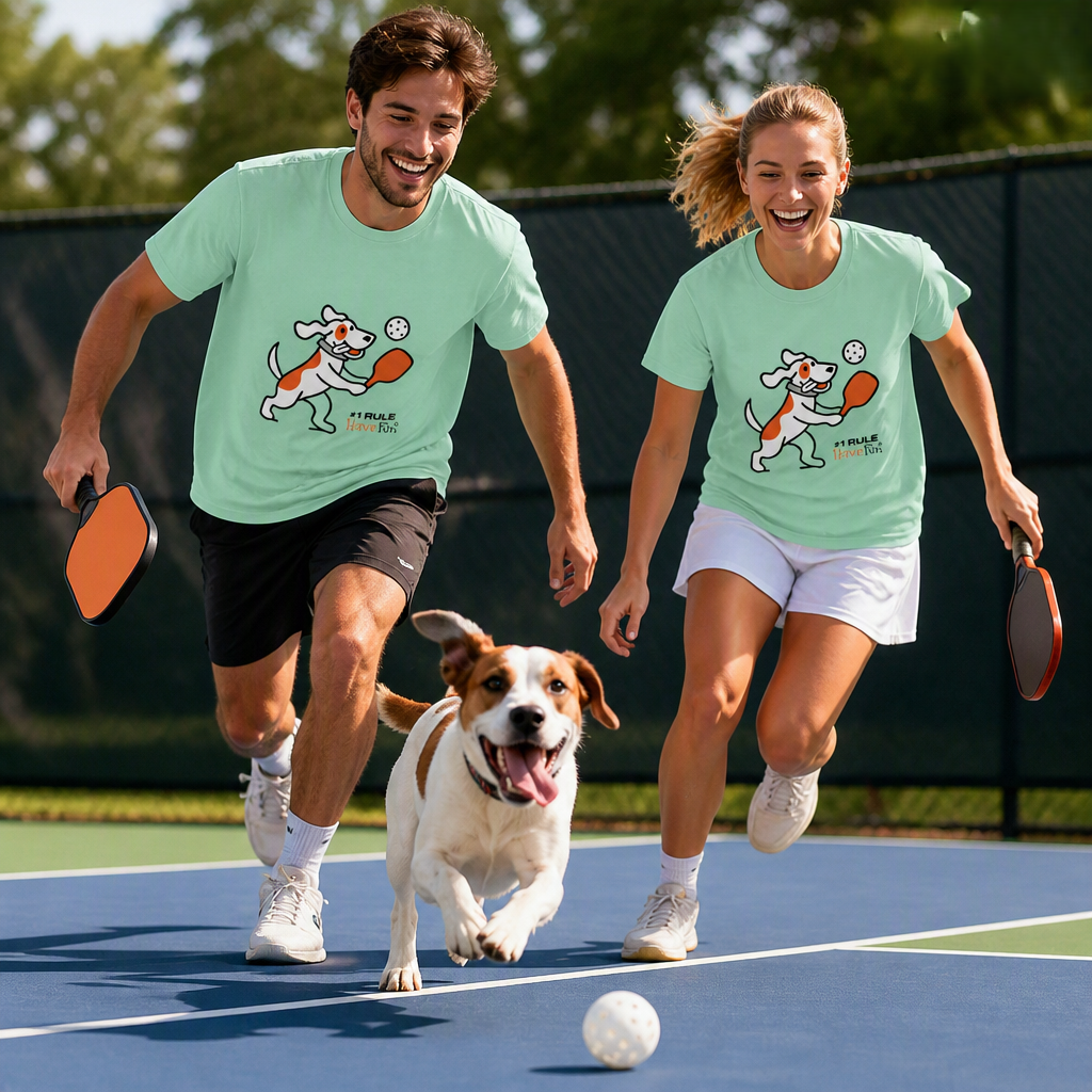 Dog Playing Pickleball T-Shirt | Playful Tee for Dog & Pickleball Lovers