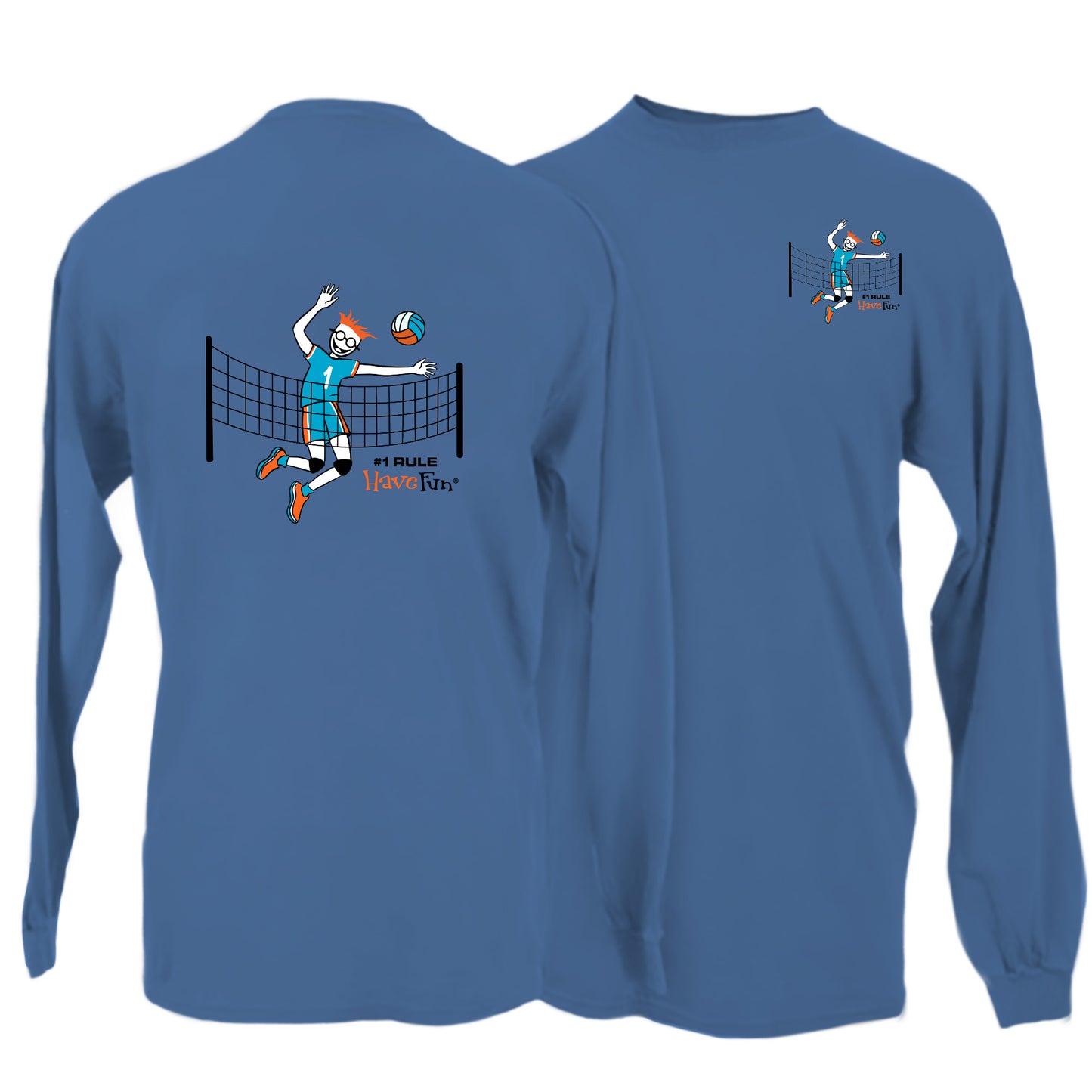 Volleyball Spike T-Shirt Long-Sleeve | #1 Rule Have Fun