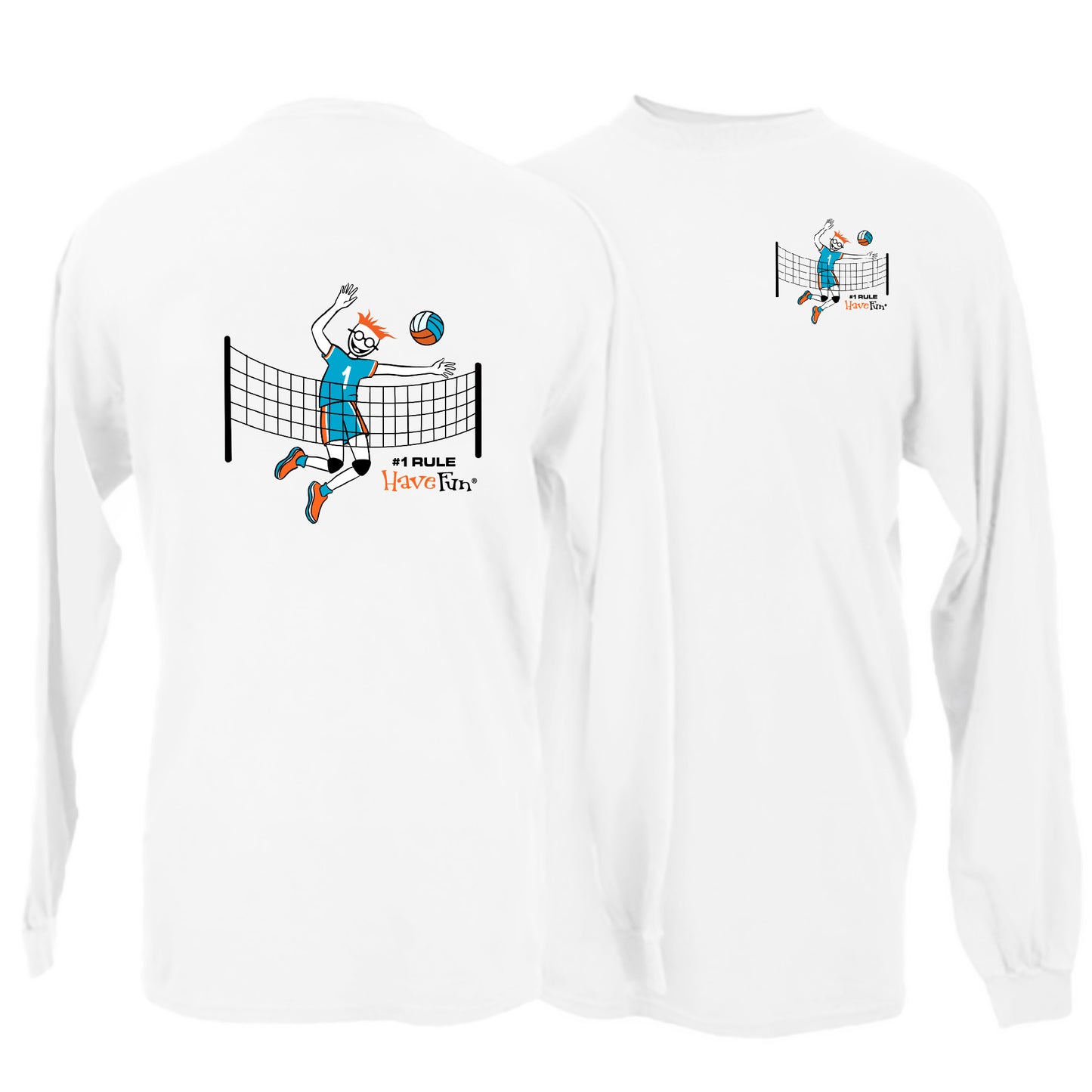 Volleyball Spike T-Shirt Long-Sleeve | #1 Rule Have Fun