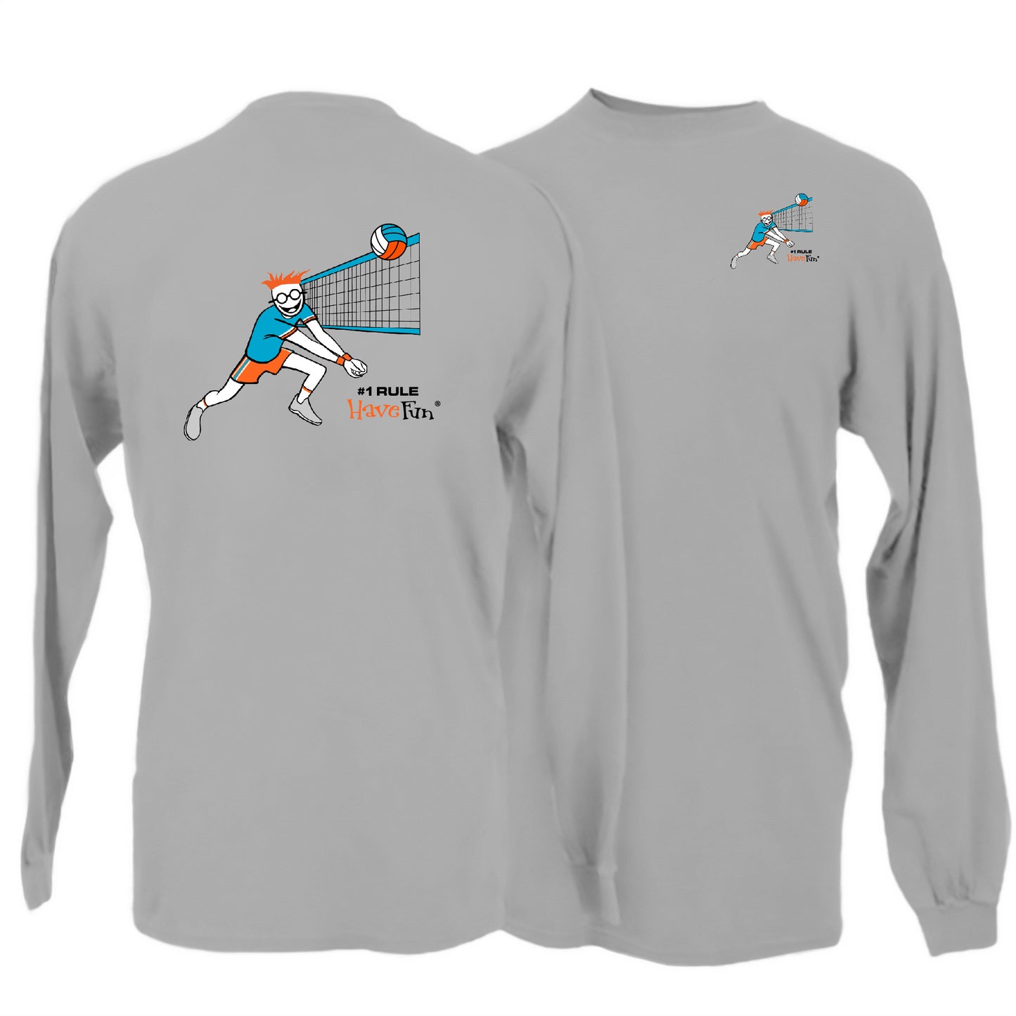 Volleyball Volley T-Shirt Long-Sleeve | #1 Rule Have Fun