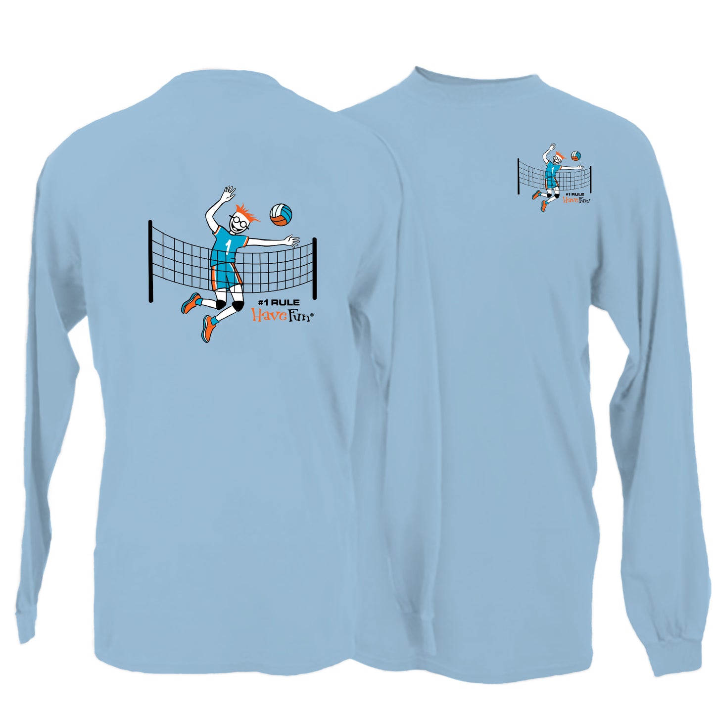 Volleyball Spike T-Shirt Long-Sleeve | #1 Rule Have Fun