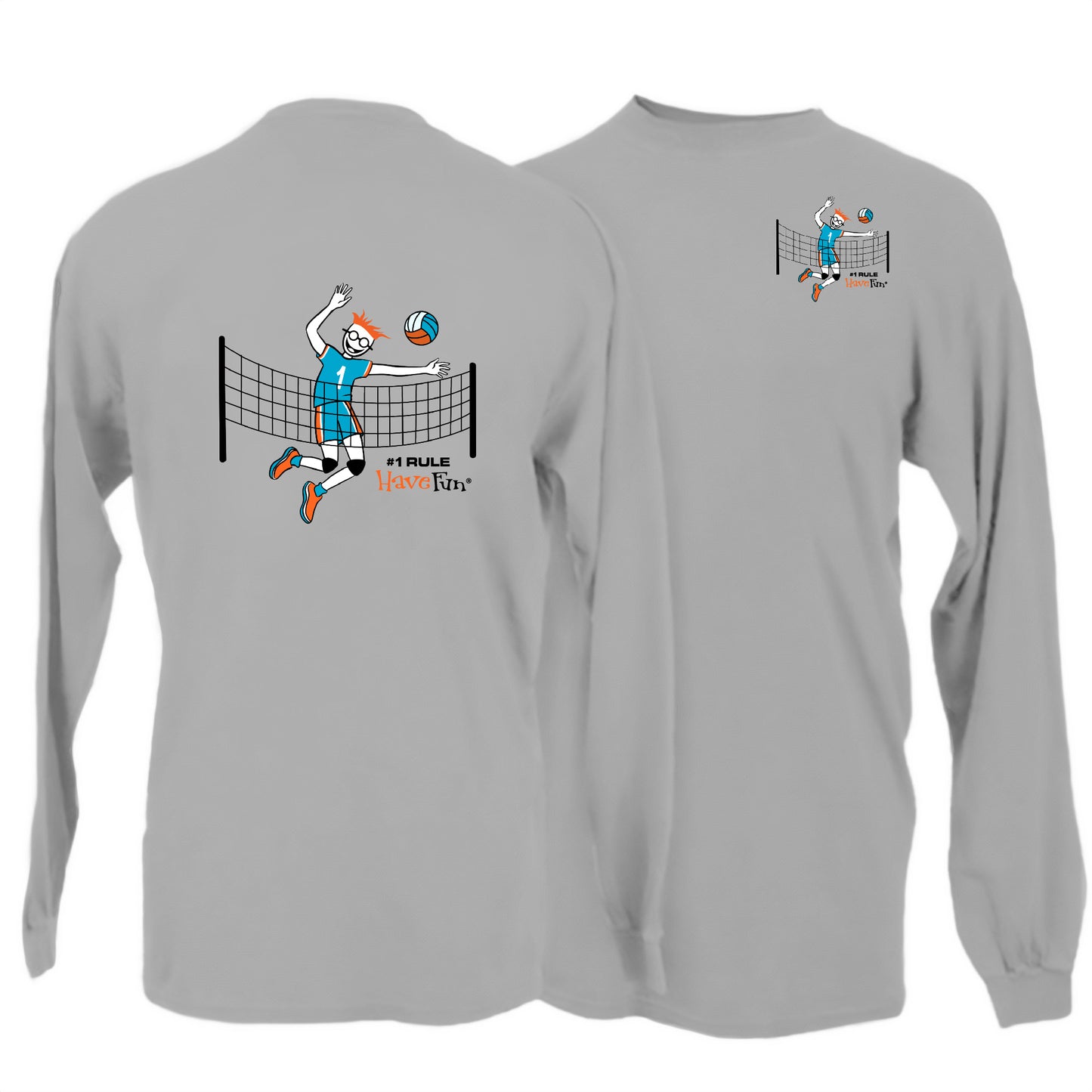 Volleyball Spike T-Shirt Long-Sleeve | #1 Rule Have Fun