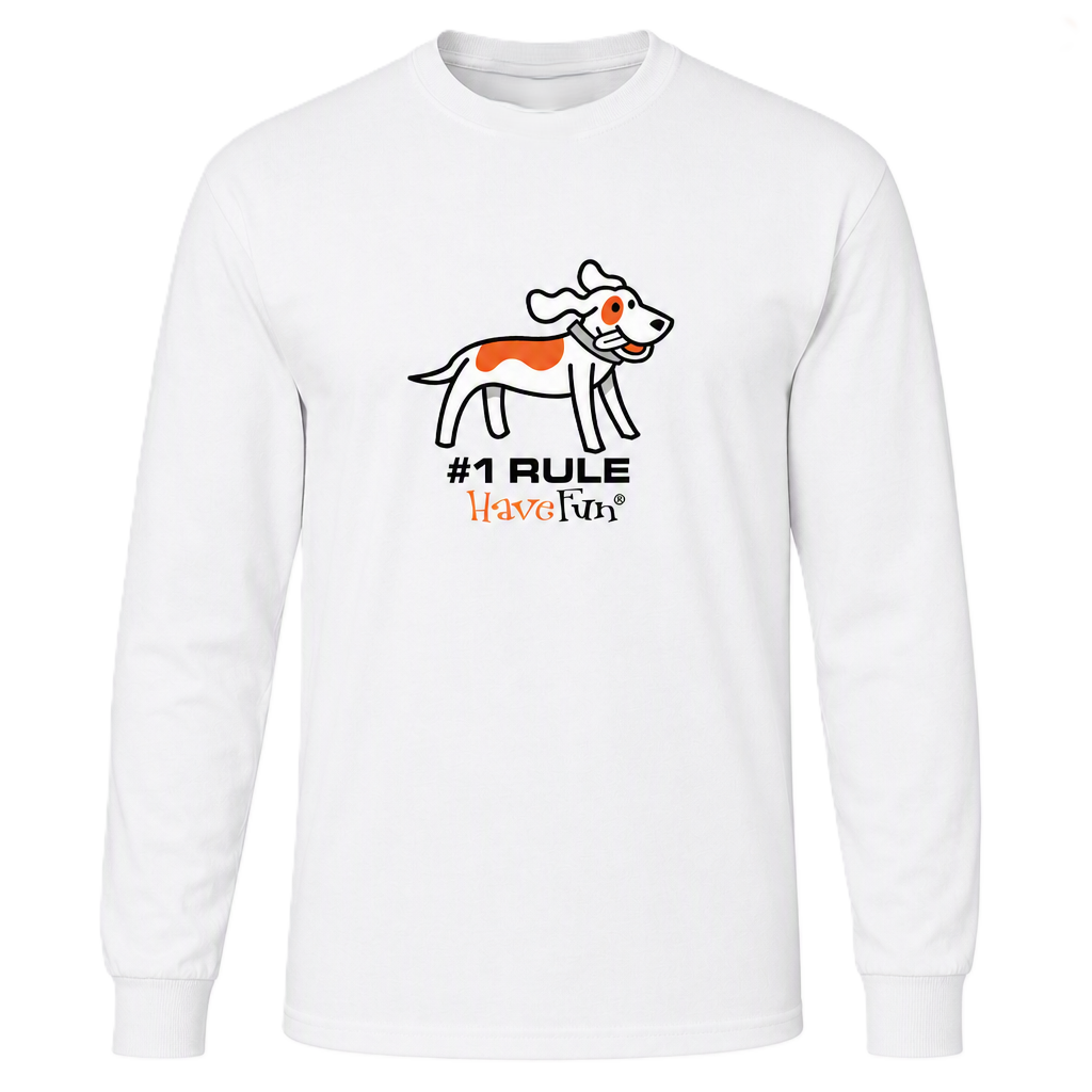 White Have Fun long-sleeve T-shirt with dog design