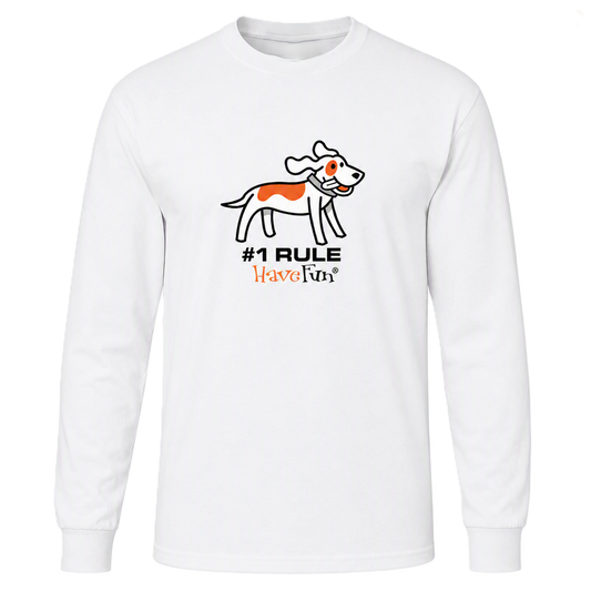 White Have Fun long-sleeve T-shirt with dog design